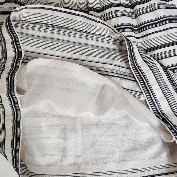 Ann Taylor Loft Womens Skirt Size 6 Cream Black Striped Silk Blend Elastic Waist - Picture 5 of 8